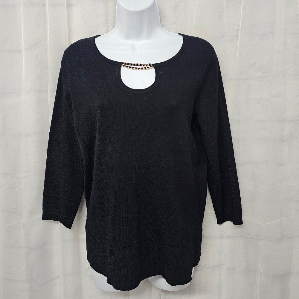 Cable & Gauge Sweater Black Bling Casual Office Lightweight M NWT